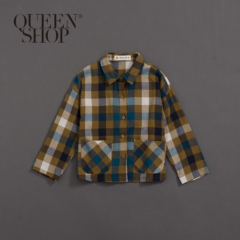 Ｑｕｅｅｎ Ｓｈｏｐ【01023470】童裝 親子系列 大方格長版襯衫 S/M/L＊現+預＊