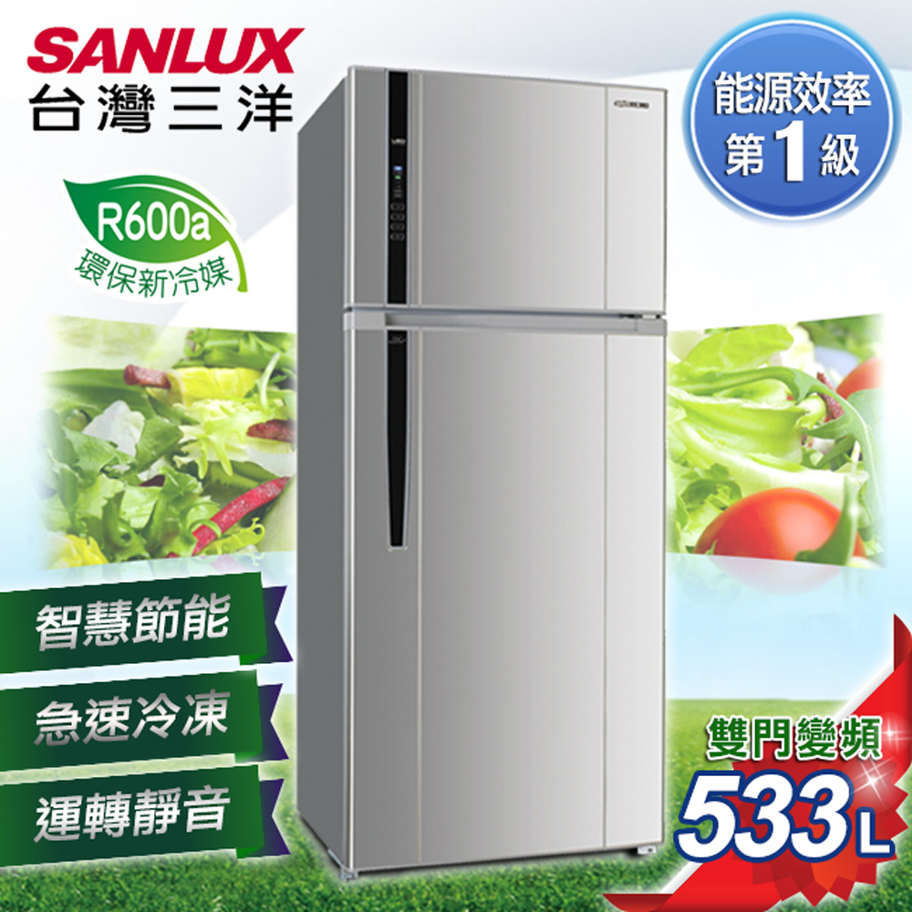 台灣三洋 SANLUX 一級能效 533L雙門直流變頻冰箱 SR-C533BV1