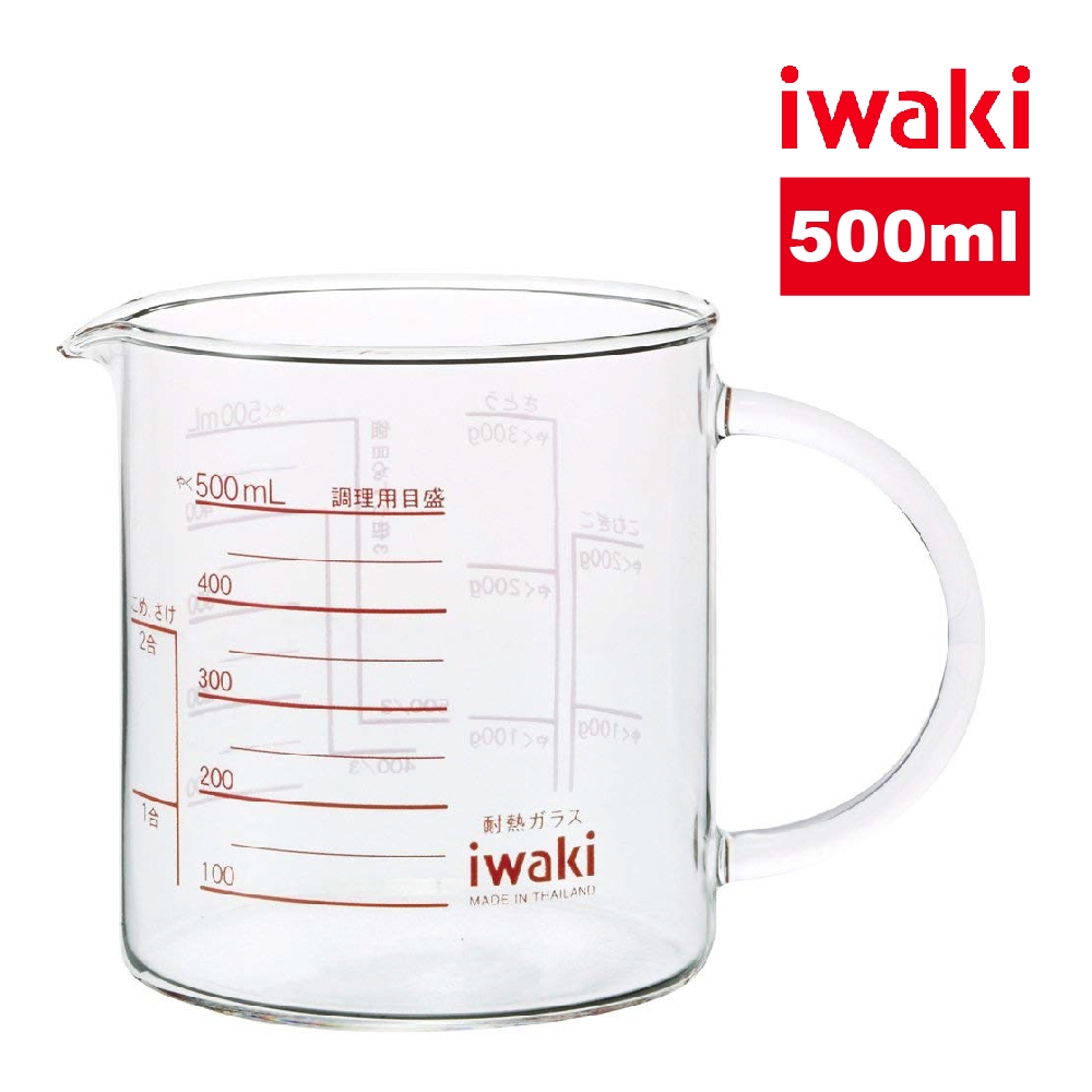 【iwaki】日本品牌耐熱玻璃把手量杯 (500ml)