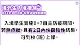 校園防疫最新政策 0+7自主防疫 境外生無症狀 2日內快篩陰可到校上課