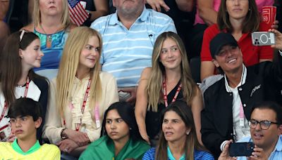 Nicole Kidman, Keith Urban and Sunday Rose cheer at Gymnastics