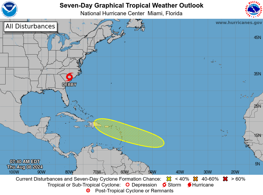 Tropical Storm Debby makes 2nd landfall. National Hurricane Center tracking new tropical wave