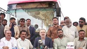 Sharjeel inaugurates Route-8 of People’s Bus Service in Karachi