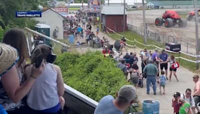 Monster truck hits wire, brings down utility poles at Maine show