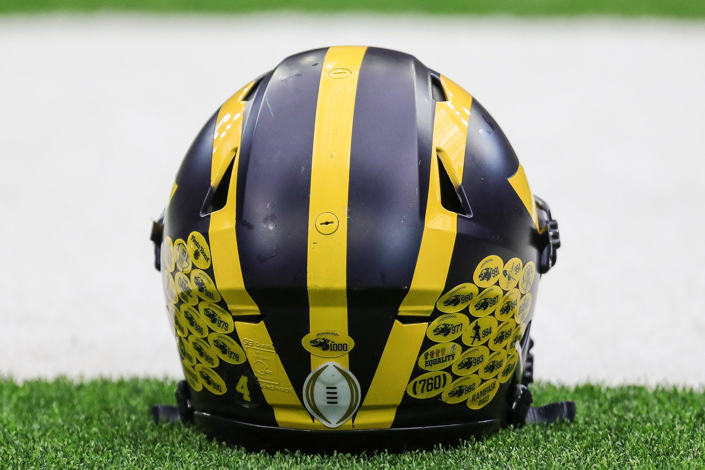 Michigan football honoring Greg Harden with special G helmet sticker vs. Arkansas State