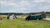 Semi-tanker full of milk spills its load in crash with work truck in Darke County