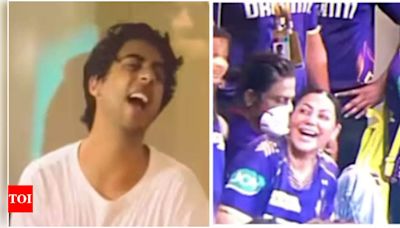 Aryan Khan's RARE laughter at Kolkata Knight Riders match wins hearts, Gauri Khan's reaction goes viral | Hindi Movie News - Times of India