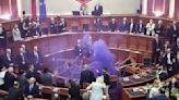 Albania's opposition tries to disrupt a parliament session in protest against ruling Socialists