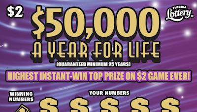 Florida man wins $50,000 A Year For Life scratch-off from Florida Lottery, takes lump sum