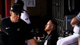 Diamondbacks closer Paul Sewald stays in dugout, watches Rangers celebrate World Series title