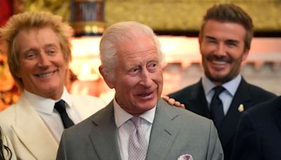 King Charles Joins Star-Studded Event as Rod Stewart Tells David Beckham His Knighthood Is 'Coming Soon'