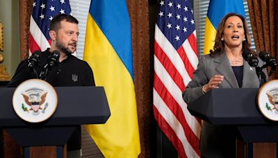 Harris, standing with Zelenskyy, indirectly jabs at Trump and Vance on Ukraine views