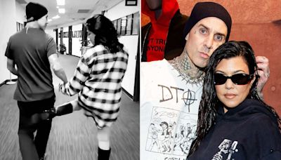 Kourtney Kardashian and Travis Barker Swap Playful Butt Kicks Backstage at Blink-182 Show