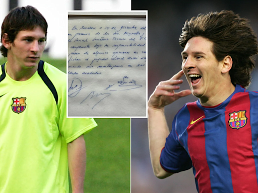 Napkin which sealed Lionel Messi's Barcelona move sells for crazy amount at auction