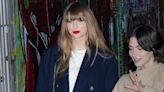 Taylor Swift Wears White Dress and Navy Jacket for N.Y.C. Dinner with Gracie Abrams