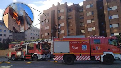 Alarmante incendio en Oviedo: rescatan a una mujer al devorar las llamas el piso de al lado