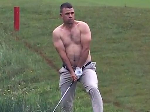 PGA European Tour's Louis de Jager Goes Shirtless to Play Shot Out of Water