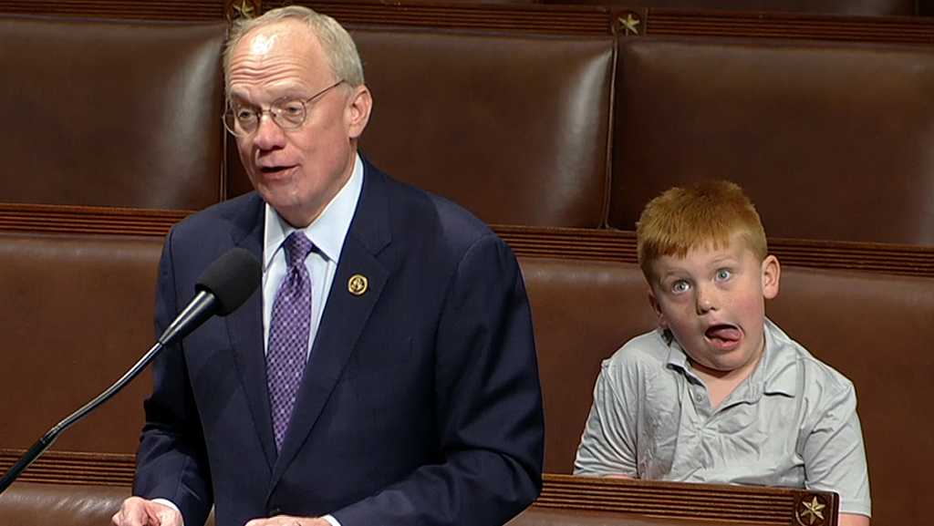 WATCH: Congressman's son steals show during dad's House floor speech