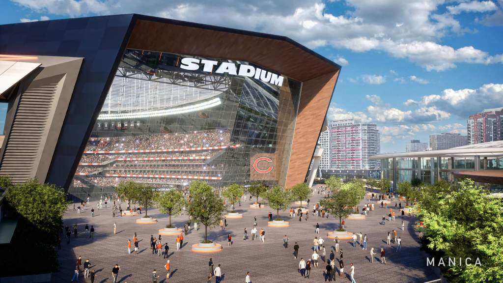 Chicago Bears’ flashy game plan for lakefront stadium project greeted with questions