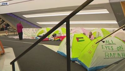 The New School faculty set up encampment inside campus building