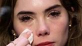 US Olympian McKayla Maroney wipes away tears during testimony before the Senate Judiciary Committee