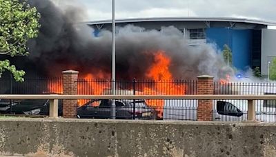 Roads reopen after fire involving 'multiple' cars