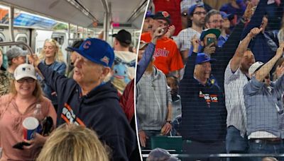 Bill Murray rides the 7 train from Citi Field after Cubs’ win over Mets