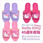 兒童室內拖鞋 45週年 KITTY 皮拖鞋 正版授權台灣製防滑底 室內拖鞋 凱蒂貓 _KT皮45