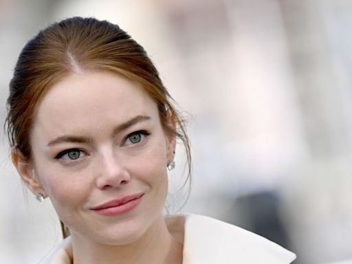 Emma Stone looks unreal in black and white plunging blazer dress in Cannes