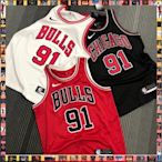 【熱壓】 Nba 球衣芝加哥公牛 91 號羅德曼紅白黑籃球球衣-master衣櫃3