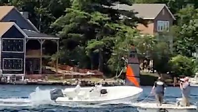 Teen safely stops runaway boat speeding in circles on New Hampshire's largest lake