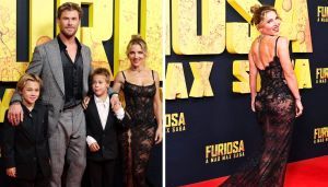 Chris Hemsworth's Wife Elsa Flashes Thong on Red Carpet With Sons