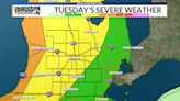 Slight risk of severe weather through Wednesday morning