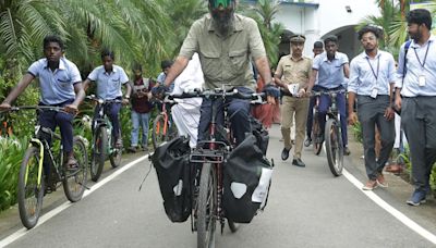 A govt. servant’s ambitious cross-continent biking expedition ‘flagged off’ in Kochi