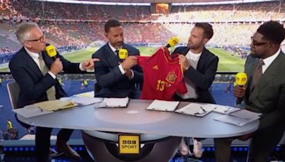 Juan Mata has gift for Gary Lineker and BBC pundits on England v Spain broadcast