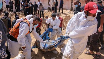 More than 300 bodies found in mass grave at Gaza hospital, says Gaza Civil Defense