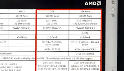 AMD 下代 Strix Halo APU 處理器 40 CU 的 RDNA 3.5 GPU 16 核心 Zen 5