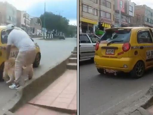 [Video] Hombre habría abandonado a su perro en Boyacá; lo bajó de un taxi a las malas