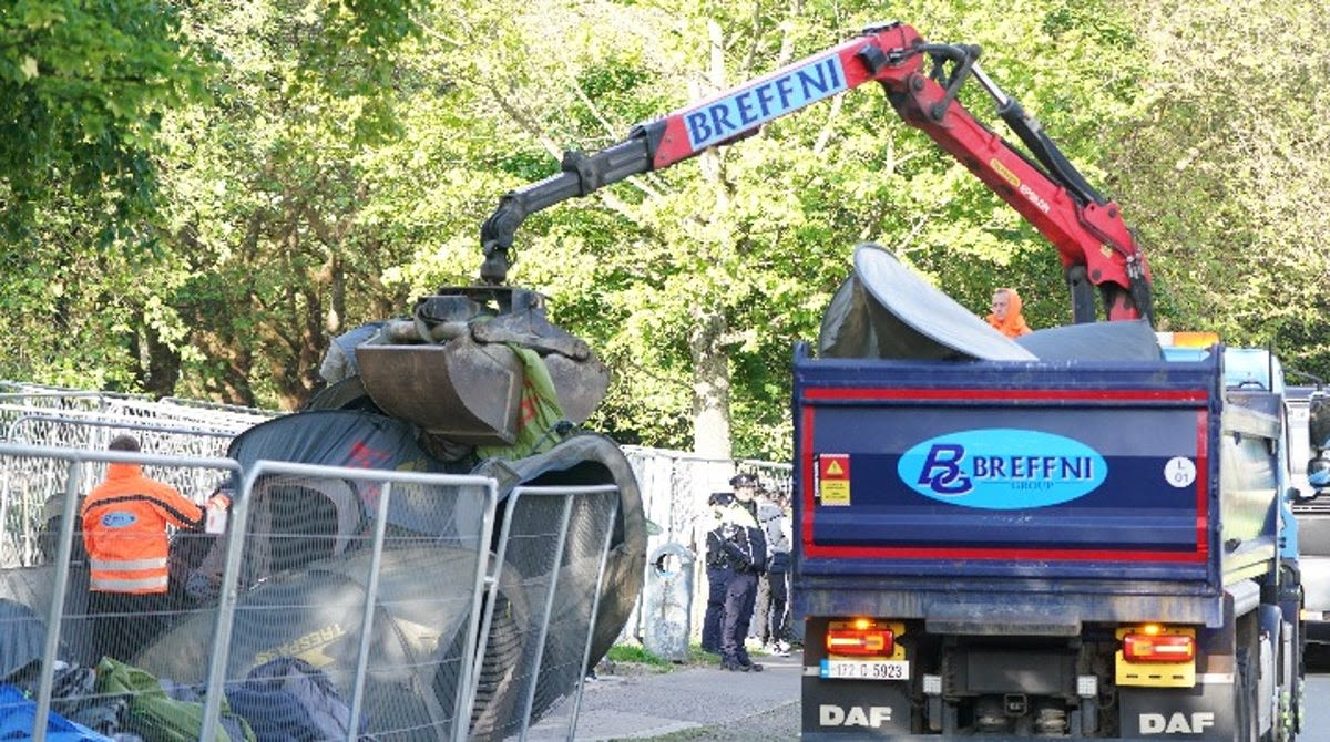 Digger clears Dublin asylum seeker camp during third operation in month