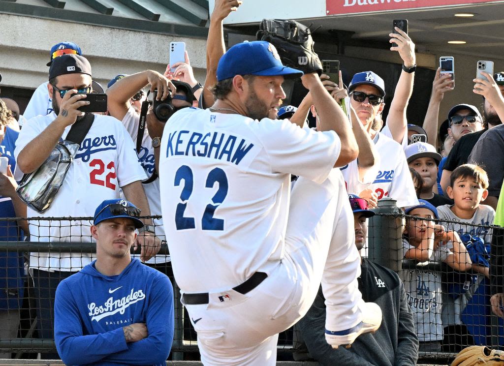 Dodgers’ Clayton Kershaw pitches in Rancho Cucamonga