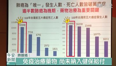 胸腔醫學會健保建言 盼納肺腺癌免疫治療