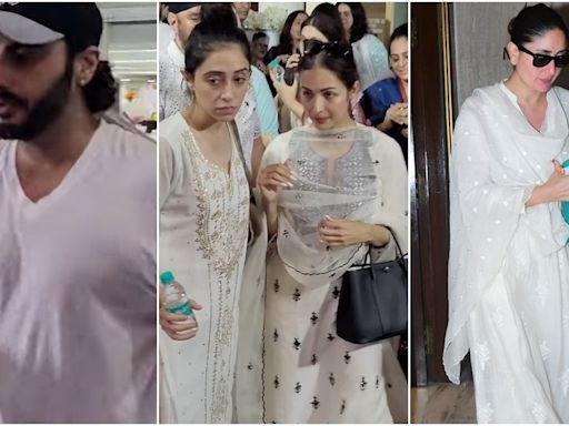 Malaika Arora attends stepfather Anil Mehta’s prayer meet; Kareena Kapoor Khan, Arjun Kapoor pay respects