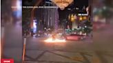Daredevils spin their wheels under Playhouse Square’s chandelier, blocking traffic and terrifying residents