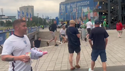 Watch England fans who left Slovakia game early race to re-enter stadium