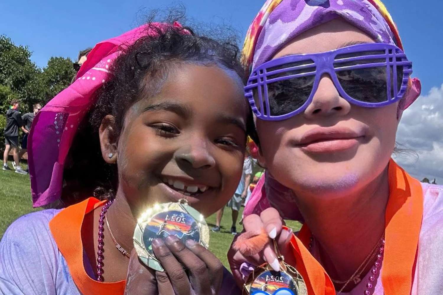 Khloé Kardashian and Her Kids True and Tatum Complete Color Run Together