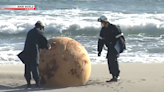 Explosive? ‘Godzilla egg’? Odd brown orb washes ashore in Japan and sets off mystery