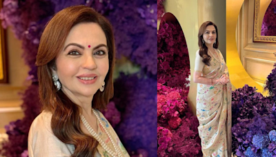 Nita Ambani Takes Banarasi Saree To The Paris Olympics; Represents Indian Artistry In Gorgeous Beige Drape