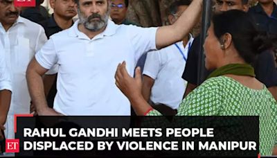 Manipur: Rahul Gandhi meets people displaced by violence at a relief camp in Churachandpur