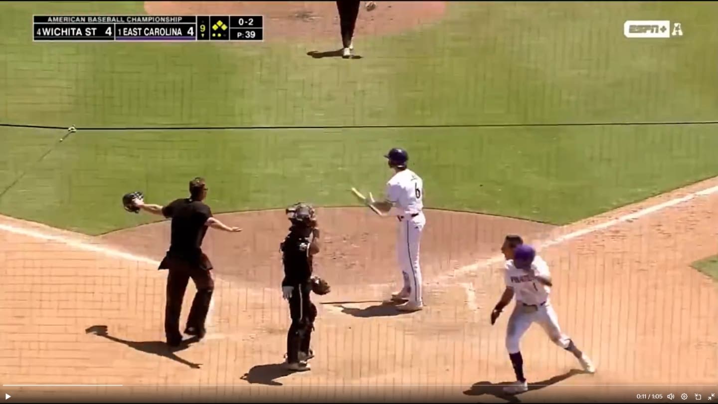 East Carolina Steals Home Against Wichita State to Stay Alive in AAC Tournament