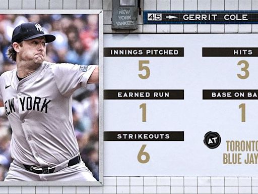 MLB／柯爾5局僅失1分繳傷後復出代表作 洋基打線狂掃12安「支援收贏」